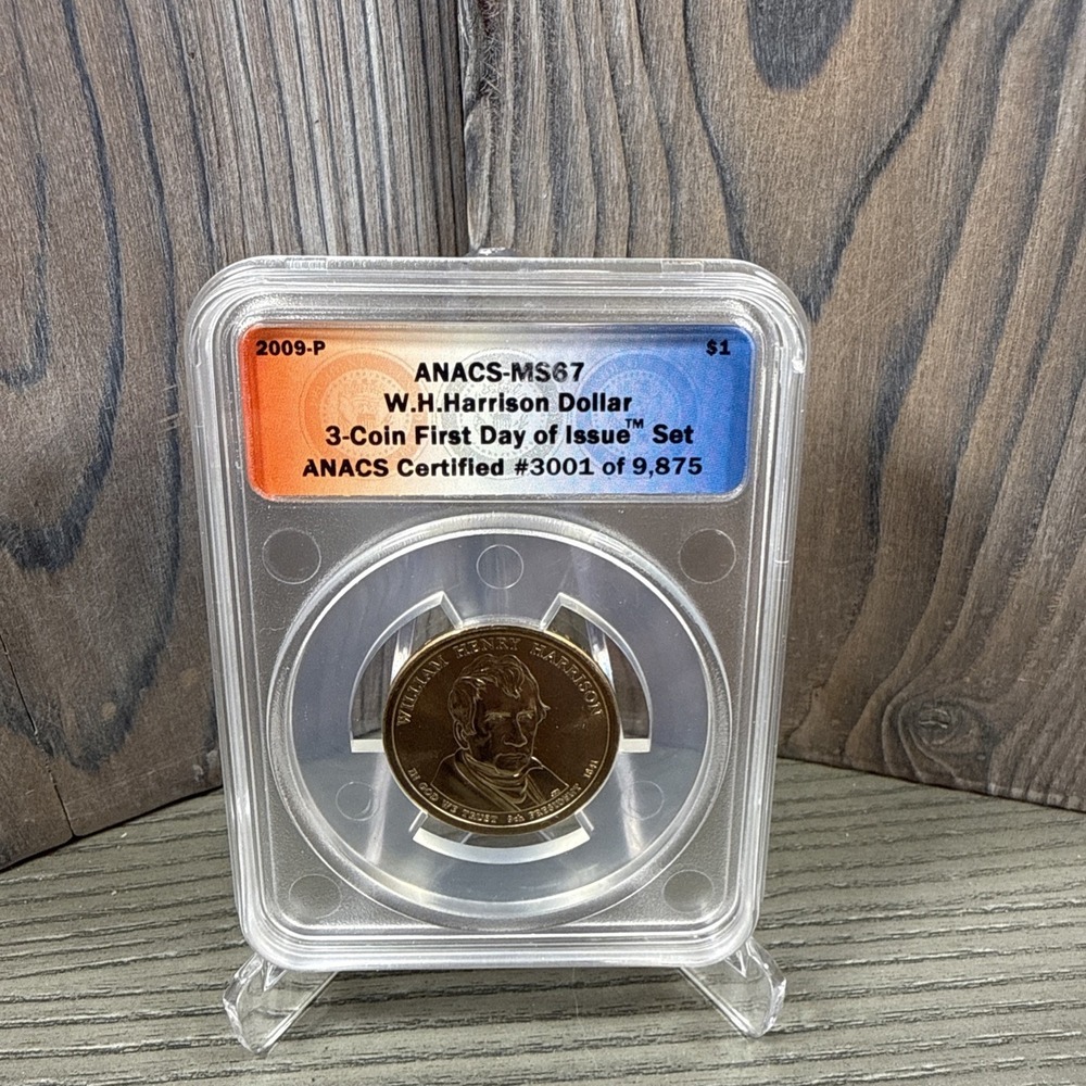 2009-S‎ William Harrison Presidential Dollar ANACS MS-67 First Day of Issue